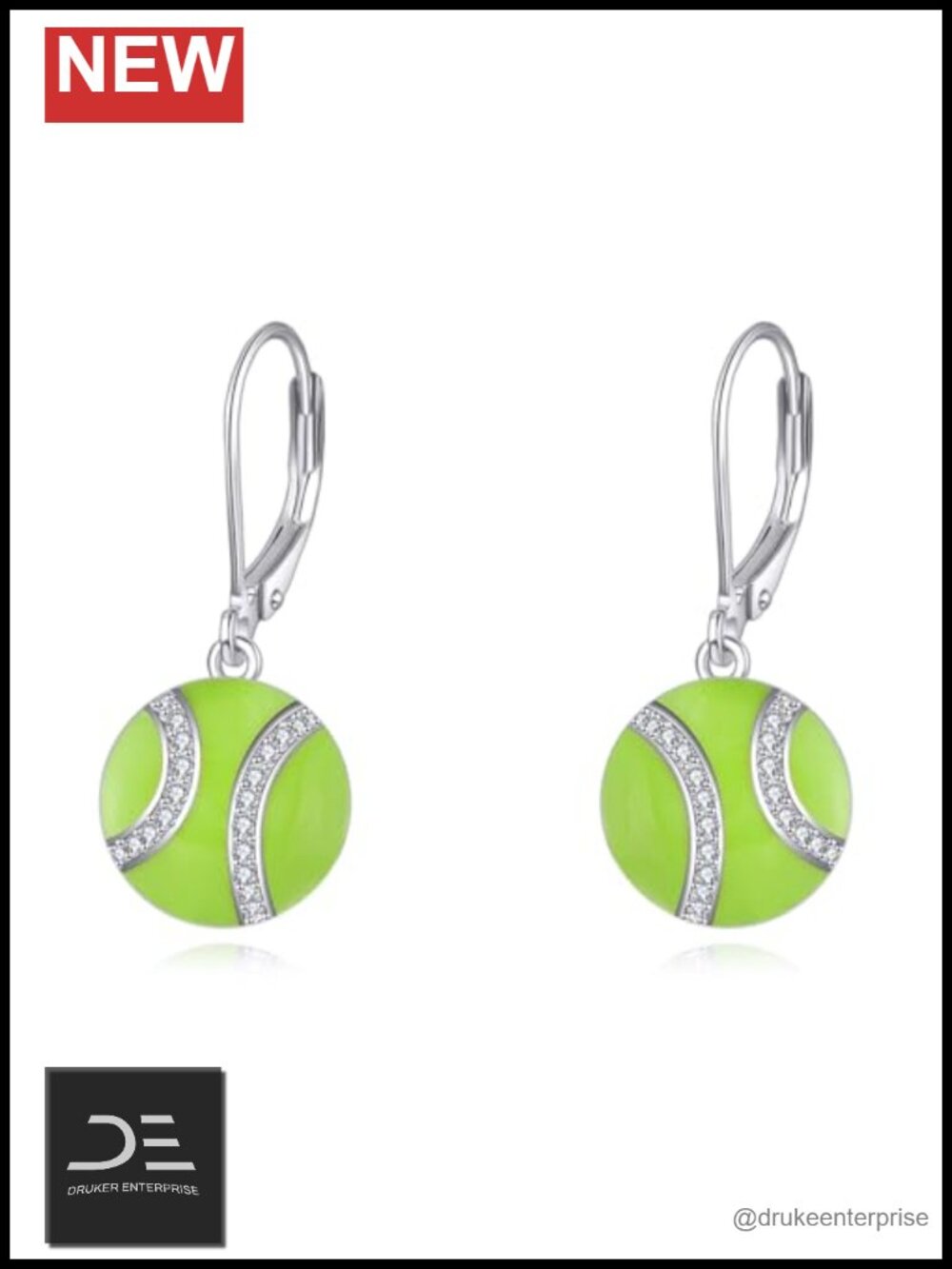 Sterling Silver Sports Ball Dangle Earrings for Women - Pickleball Tennis